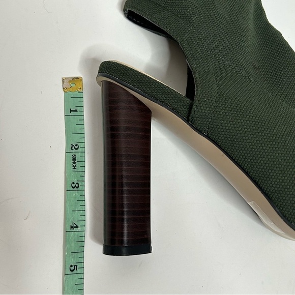 EGO Forest Green Knit Above Ankle Pull On Peep Toe Heels - Picture 16 of 16